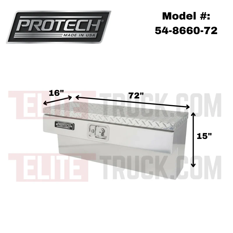 ProTech Side Mount Box - 16W X 72L Diamond Plate Lid Bright Aluminum Model 54-8660-72 - Image 2