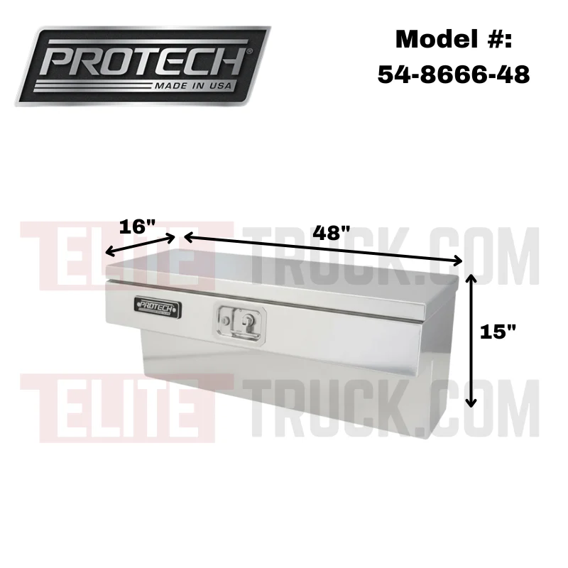 ProTech Side Mount Box - 16W X 48L Smooth Lid Bright Aluminum Model 54-8666-48 - Image 2