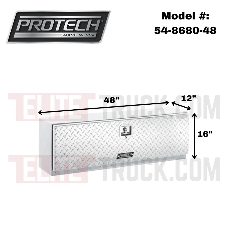 ProTech Top Mount Box -16Hx12Dx48L w/ Diamond Plate Drop Door Bright Aluminum Model 54-8680-48 - Image 2