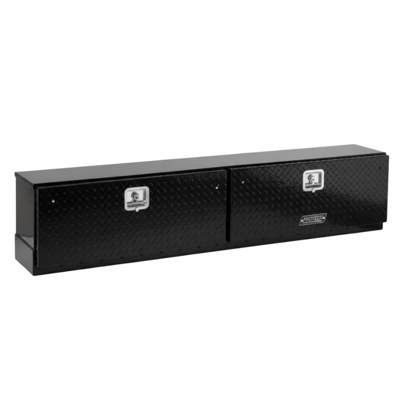 ProTech Top Mount Box -16Hx12Dx90L w/ 2 Diamond Plate Drop Doors - Gloss Black Model 54-8680-90-GB