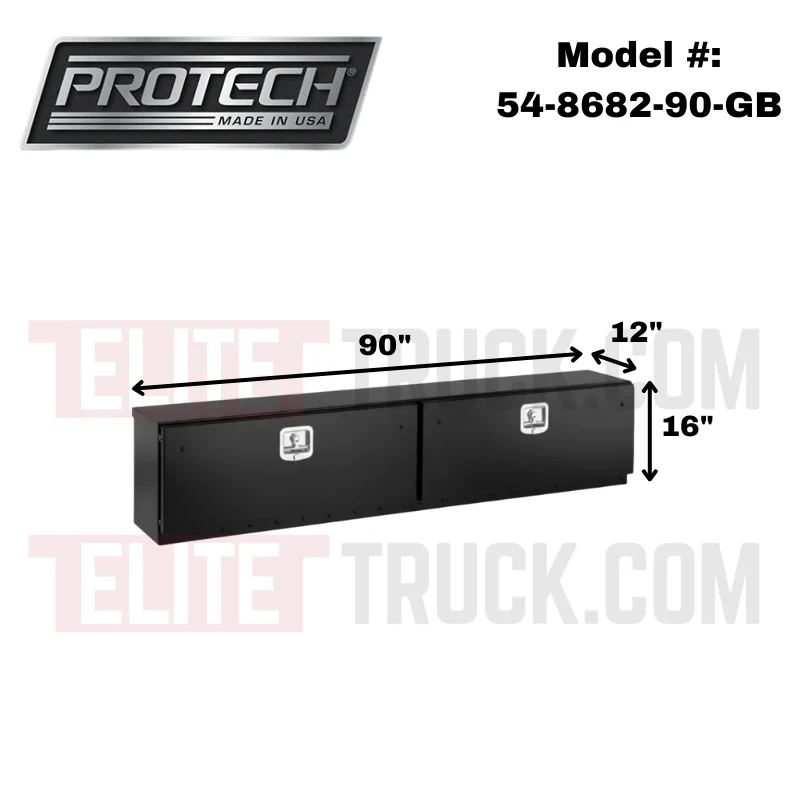 ProTech Top Mount Box -16Hx12Dx90L w/ 2 Smooth Drop Doors - Gloss Black Model 54-8682-90-GB - Image 2