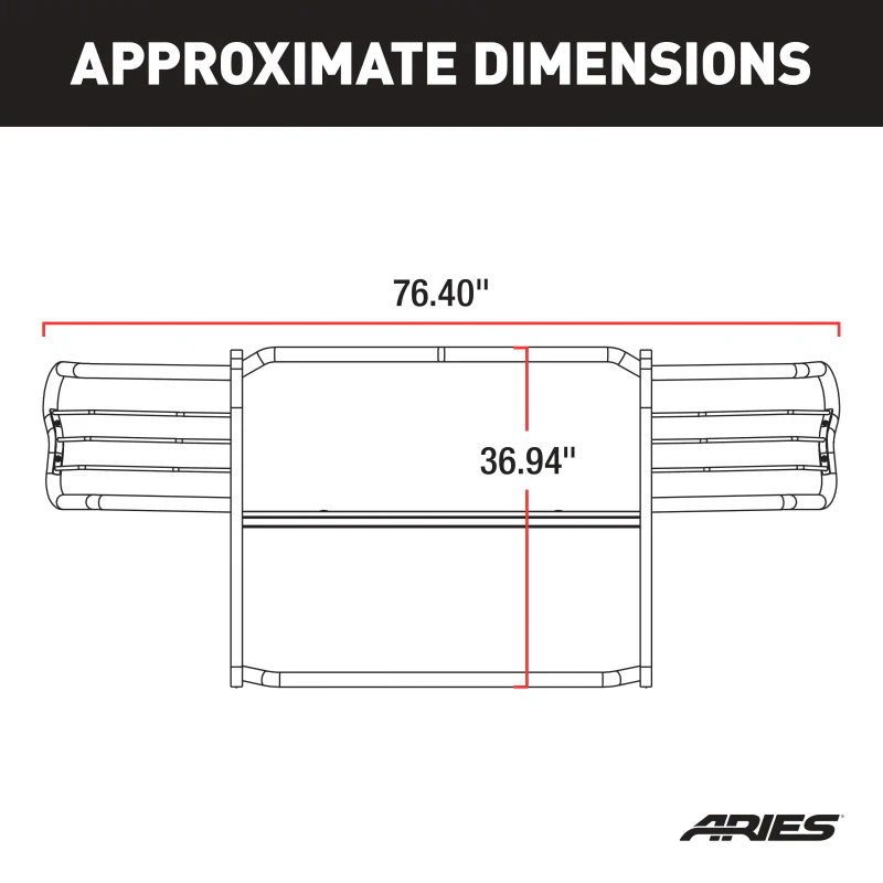 ARIES Black Steel Grille Guard, Select Honda Ridgeline Model 6057 - Image 2
