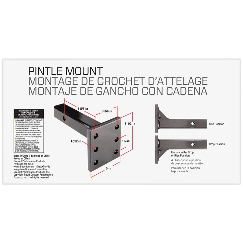 Draw-Tite Pintle Hook Mounting Plate, Fits 2 in. Square Receiver, 6,000 lbs. Capacity Model 63056 - Image 4