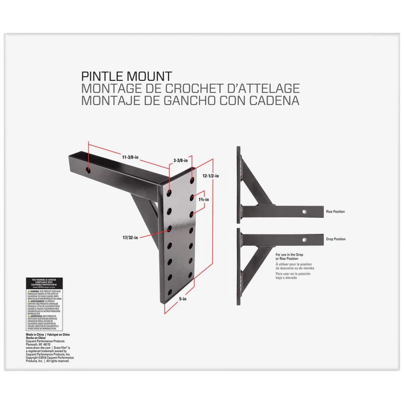 Draw-Tite Pintle Hook Mounting Plate, Fits 2 in. Square Receiver, 8,000 lbs. Capacity Model 63058 - Image 4