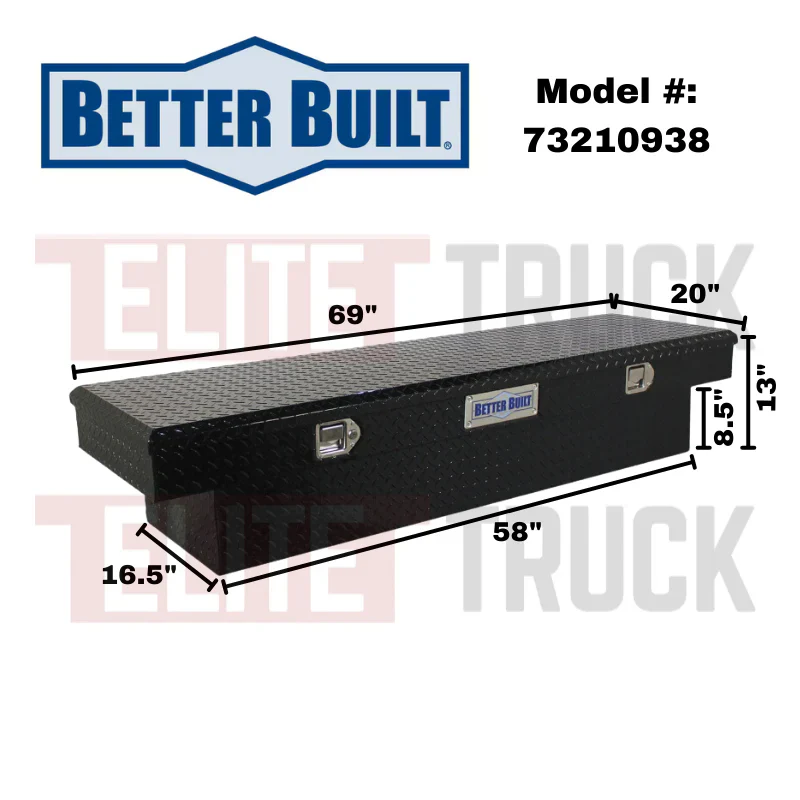 Better Built 69" Gloss Black Aluminum Crown Saddle Truck Tool Boxes Model 73210938 - Image 2