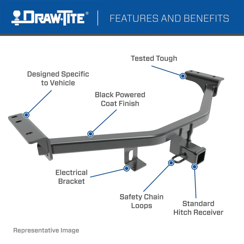 Draw-Tite Class 4 Trailer Hitch, 2 in. Square Receiver, Black Model 75420 - Image 3