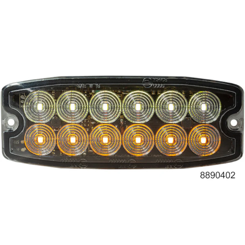 Buyers Products 5 Inch Dual Row Ultra Thin Rectangular LED Amber/Clear Strobe Light Series Model 8890402