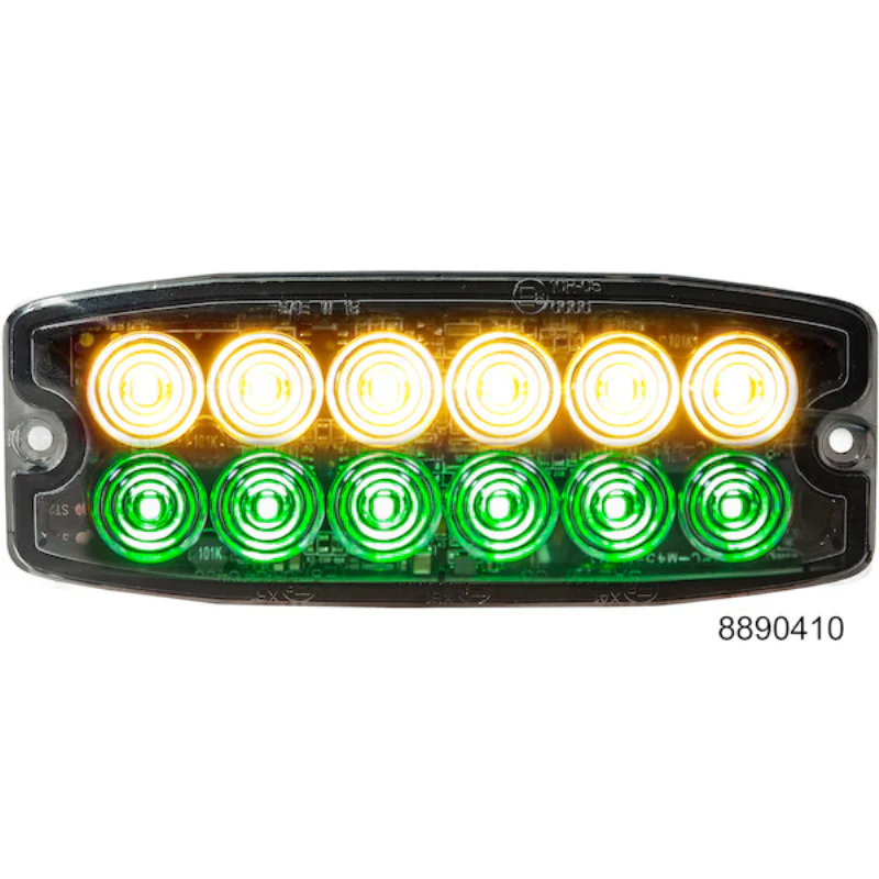 Buyers Products 5 Inch Dual Row Ultra Thin Rectangular LED Amber/Green Strobe Light Series Model 8890410