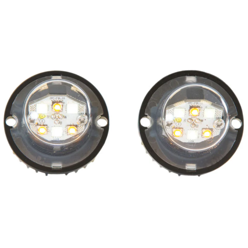Buyers Products 2 Inch Bolt-On Hideaway Round LED Amber/Clear Strobe Kits with In-Line Flashers Model 8891227