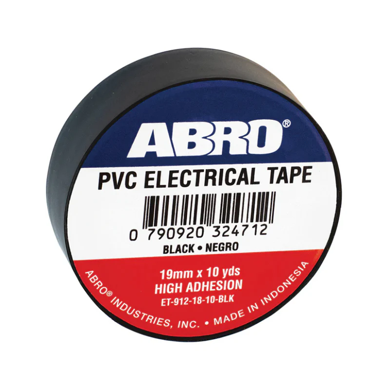 ABRO Electrical Tape 1/213 In X 23/32 In X 10 yds BLACK- QTY of 10 Model ET-912-18-10-BLK