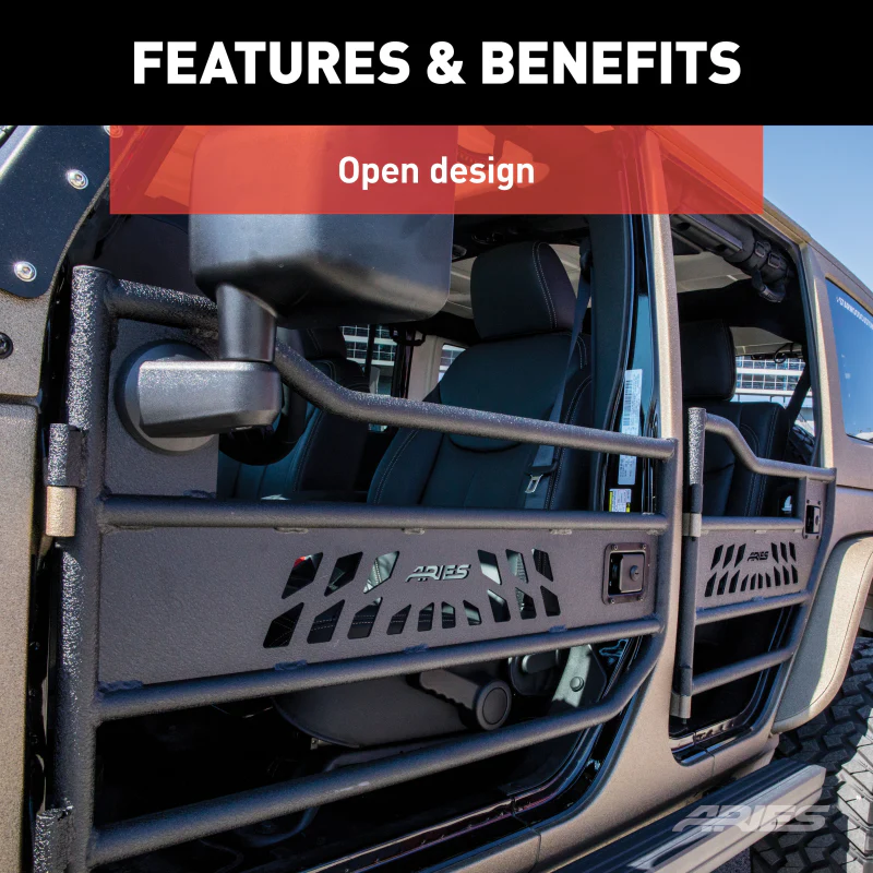 ARIES Jeep Wrangler JK Aluminum Front Tube Doors Model AR15009 - Image 4