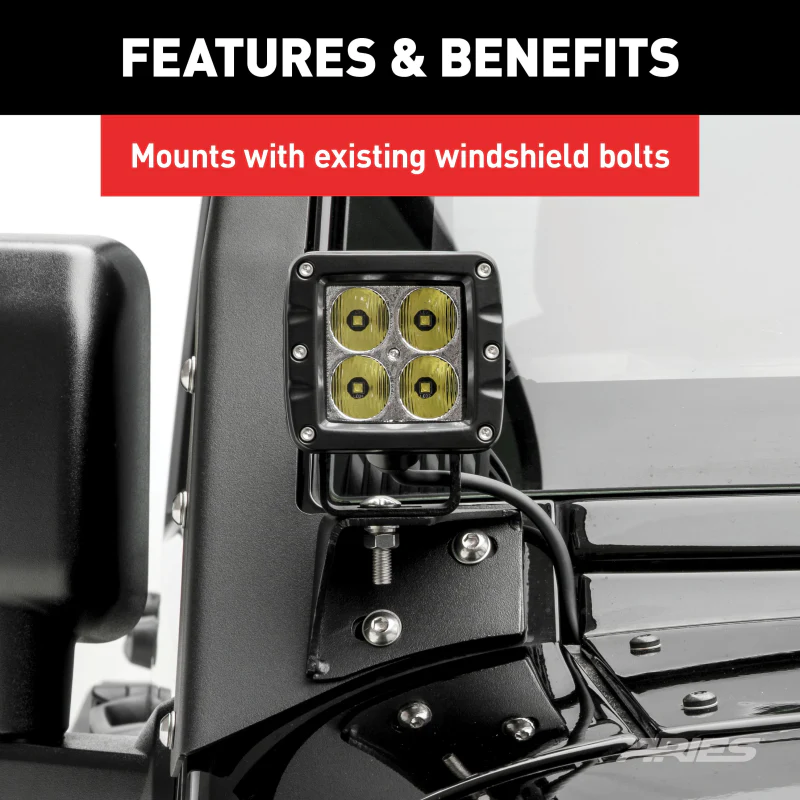 ARIES Jeep Wrangler JK Windshield Light Brackets Model AR15800 - Image 5