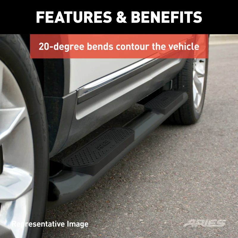 ARIES 4" Black Steel Oval Side Bars, For Toyota Tacoma Double Cab Model S222029 - Image 6