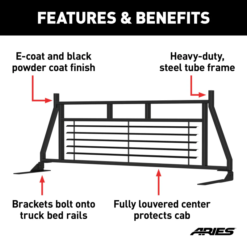 ARIES Classic Black Steel Headache Rack, Select Ford F-150 Model 111002 - Image 4