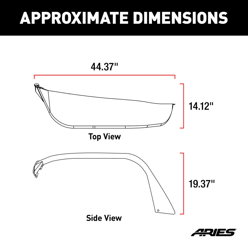 ARIES Jeep Gladiator & Wrangler JL Smooth Carbide Black Aluminum Front Fender Flares Model 1500213 - Image 3