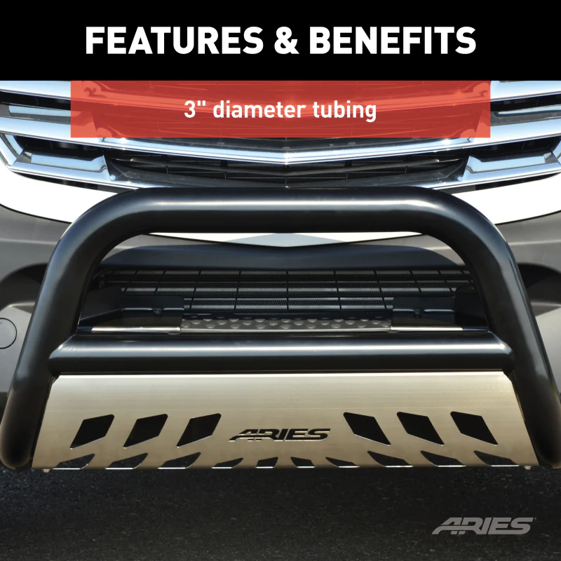 ARIES 3" Black Steel Bull Bar, Select Chevrolet, GMC Model B35-4001 - Image 8