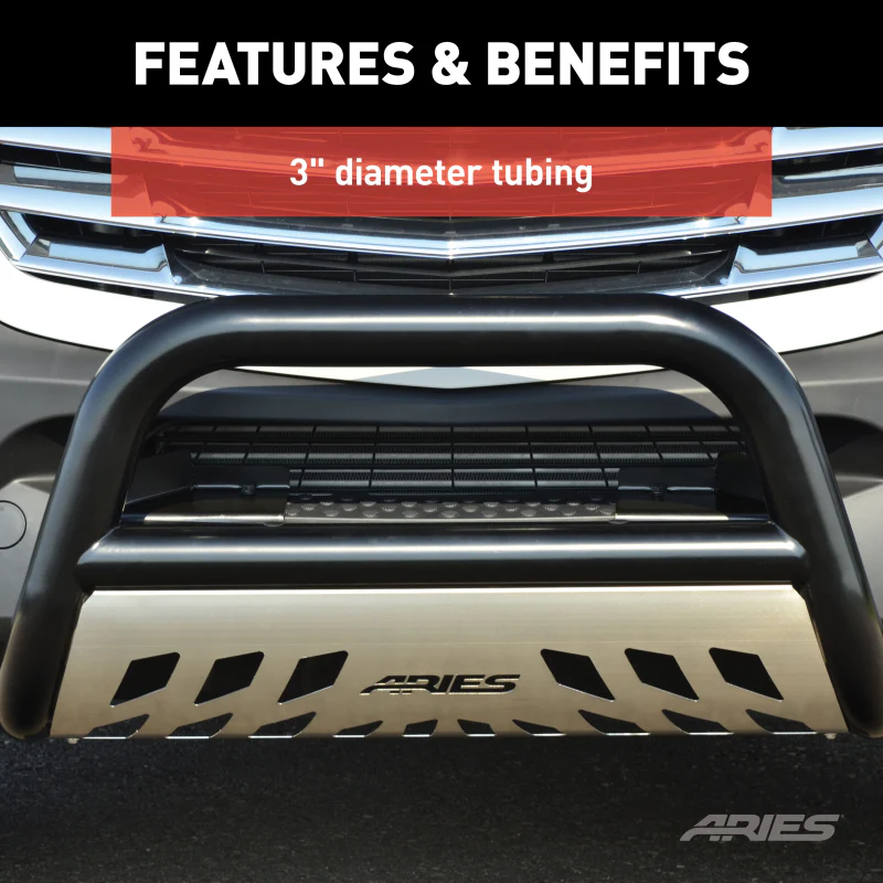 ARIES 3" Black Steel Bull Bar, Select Avalanche, Silverado, Suburban, Sierra, Yukon XL Model B35-4002 - Image 9