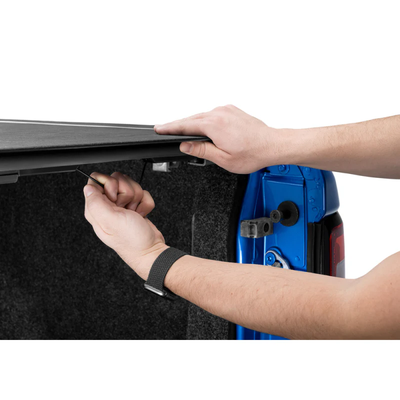 Bak Industries Revolver X2 Hard Rolling Truck Bed Cover - Rail Mounts Near Top of Bed Rail - Rails Can Be Lowered Using Drop Down Brackets - 2024 Toyota Tacoma 5' Bed Model 39446 - Image 13