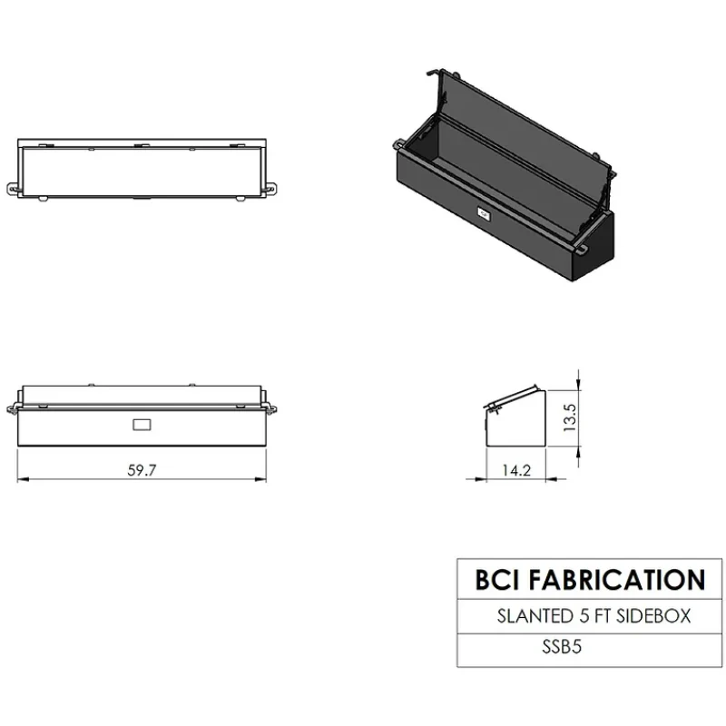 BCI Fabrication Slanted Top Mount Flatbed Toolbox 60" Single Lid Model SSB5 - Image 4