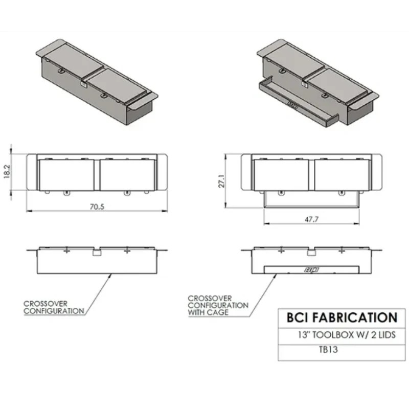 BCI Fabrication Steel Crossover Truck Toolbox Double Lid Model TB13 - Image 3