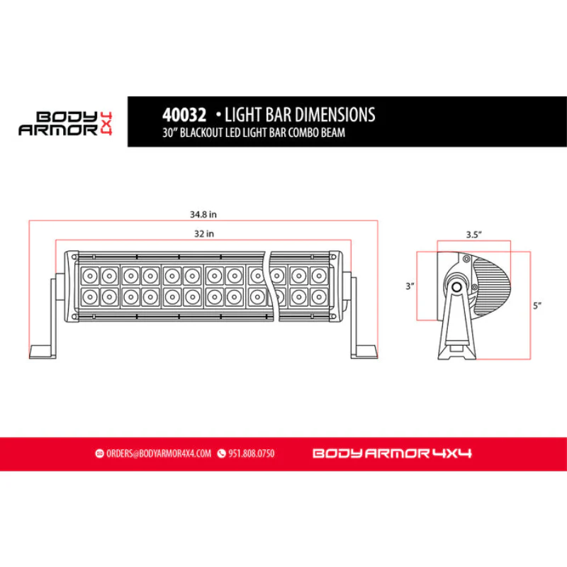 Body Armor 4x4 20" Blackout Led Light Bar Combo Beam With Wire Harness Model 40022 - Image 5