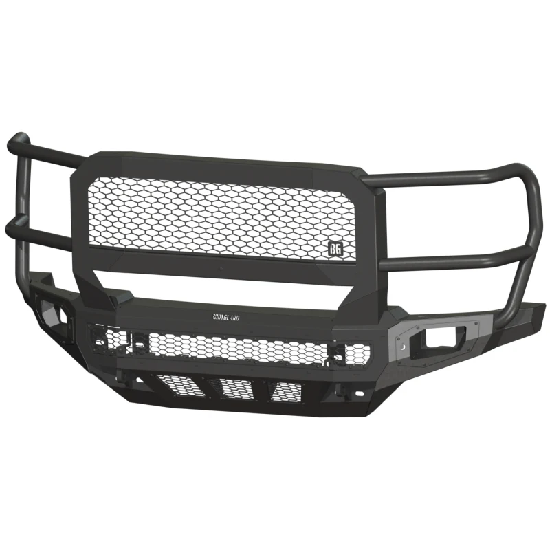 Bodyguard Freedom Front Extreme Non-Winch Sensor Cutouts W/ Mesh Grille With Camera Harness Bare Metal Model NEC20BYBMH