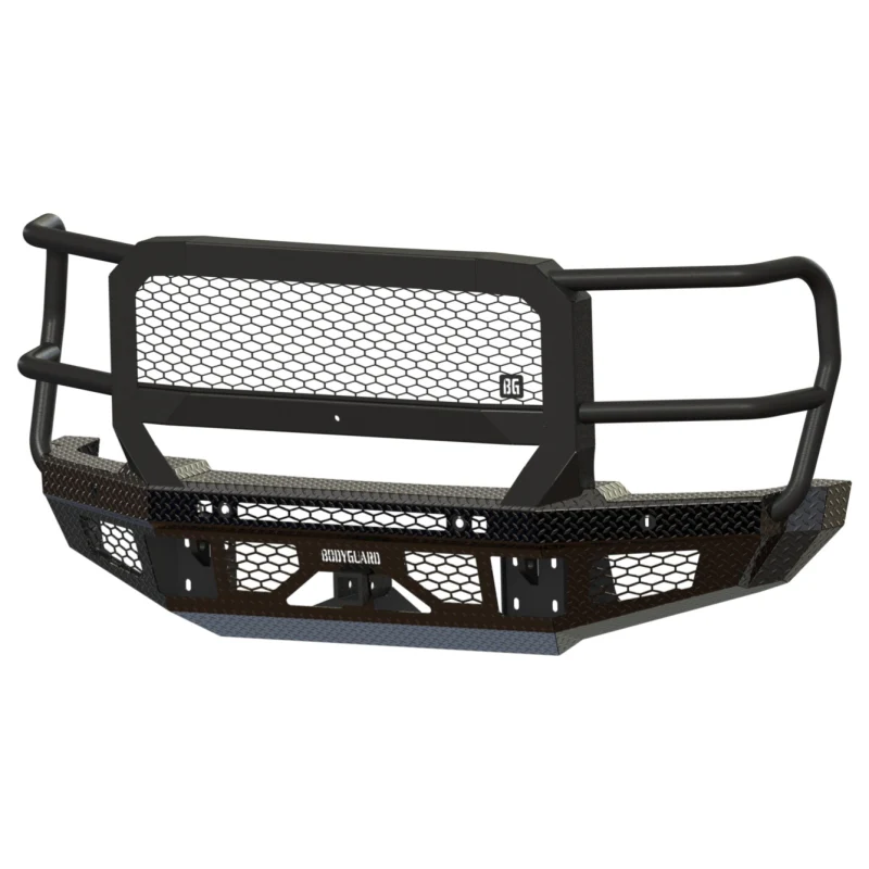 Bodyguard FT Front Extreme - Sensor Cutouts Fog Cutouts Receiver W/ Mesh Grille With Camera Harness Bare Metal **Fits 450/550 Trim** Model JEF23DYBMH