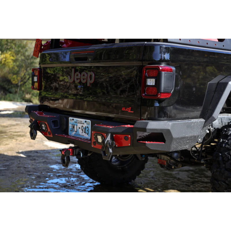 Bodyguard Gladiator Rear Bumper Full Width No Sensors Reverse Light Cutouts Bare Metal Model 28670B - Image 4