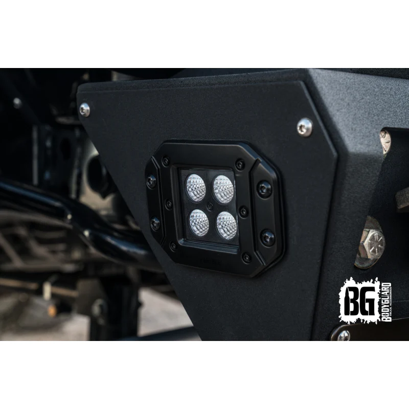 Bodyguard JK Front Bumper Stubby With Push Bar End Cap Light Cutouts No Camera Harness Or Pod Bare Metal Model 58134BNN - Image 4