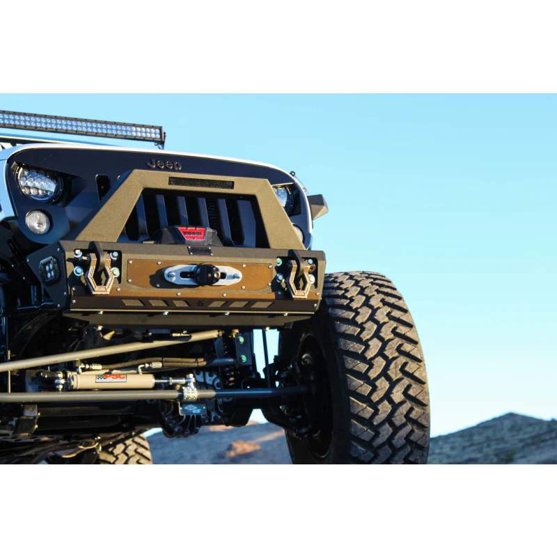 Bodyguard JK Front Bumper Stubby With Push Bar End Cap Light Cutouts No Camera Harness Or Pod Bare Metal Model 58134BNN - Image 5