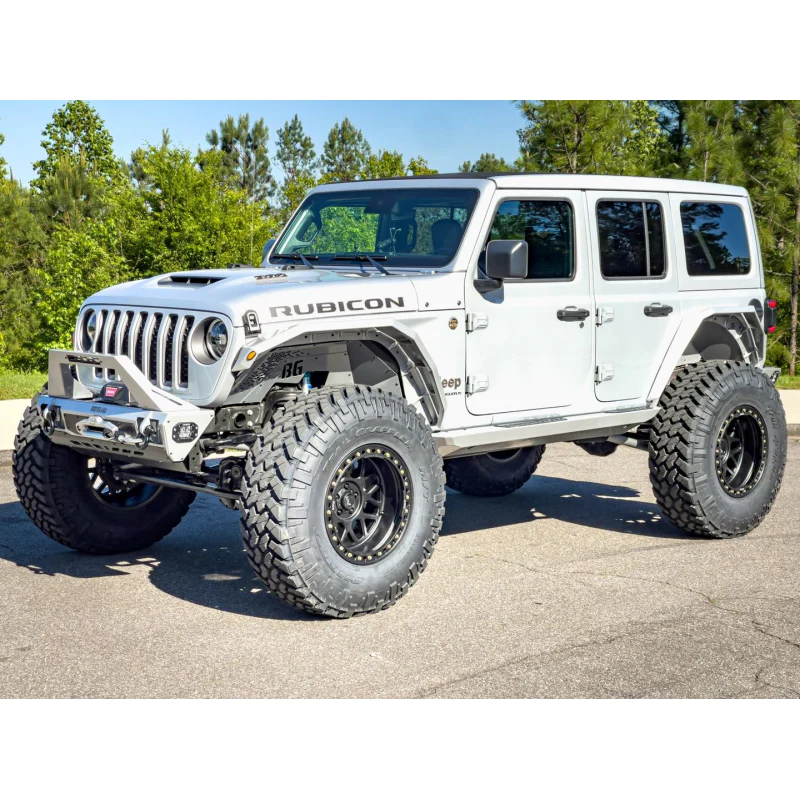Bodyguard JL Front Bumper Stubby With Push Bar End Cap Light Cutouts No Camera Harness Or Pod Texture Black Powder Coat Model 47077TNN - Image 3