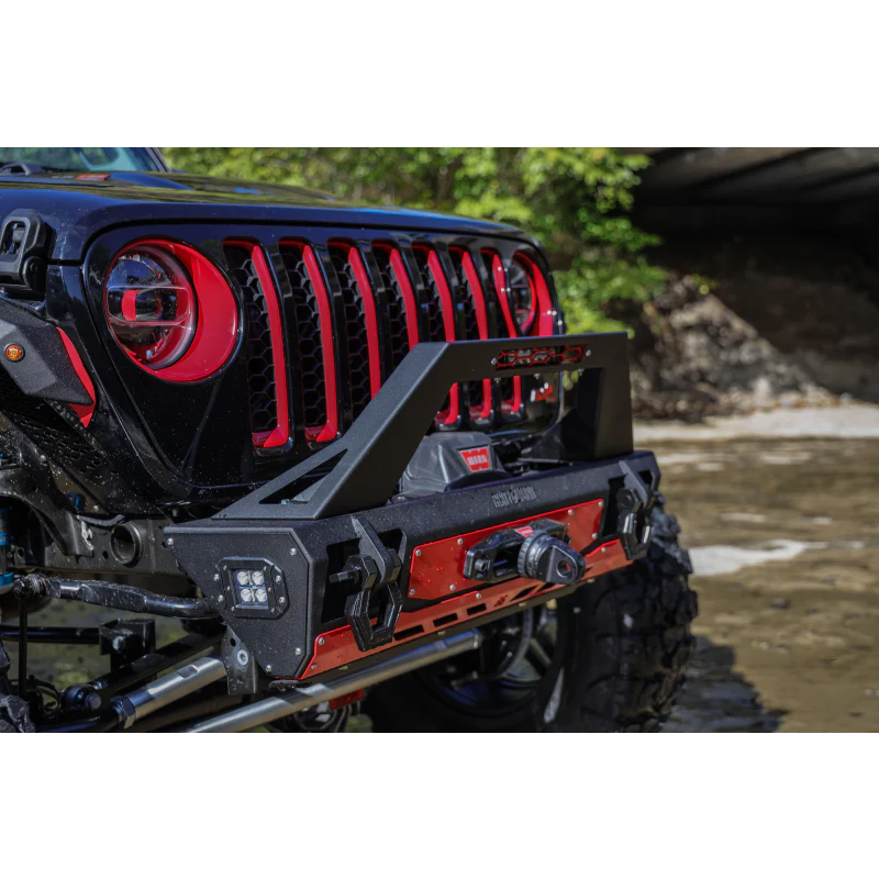 Bodyguard JL Front Bumper Stubby With Push Bar End Cap Light Cutouts No Camera Harness Or Pod Texture Black Powder Coat Model 47077TNN - Image 6