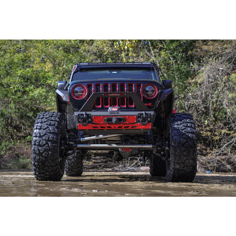 Bodyguard JL Front Bumper Stubby With Push Bar End Cap Light Cutouts With Camera Harness + Pod Texture Black Powder Coat Model 47077TNB - Image 5