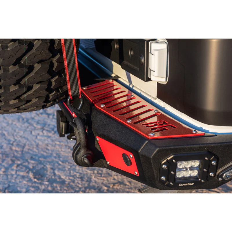 Bodyguard JL Rear Bumper Sensor Cutouts Reverse Light Cutouts Texture Black Powder Coat Model 56222T - Image 5
