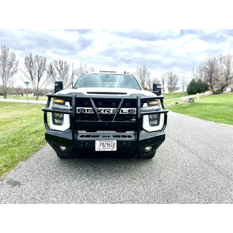 Bodyguard T2 Front Extreme - Sensor Cutouts Factory Fog Cutouts Standard Skid Plate W/ Mesh Grille No Camera Harness Gloss Black Powder Coat Model EEC20BYRGMN