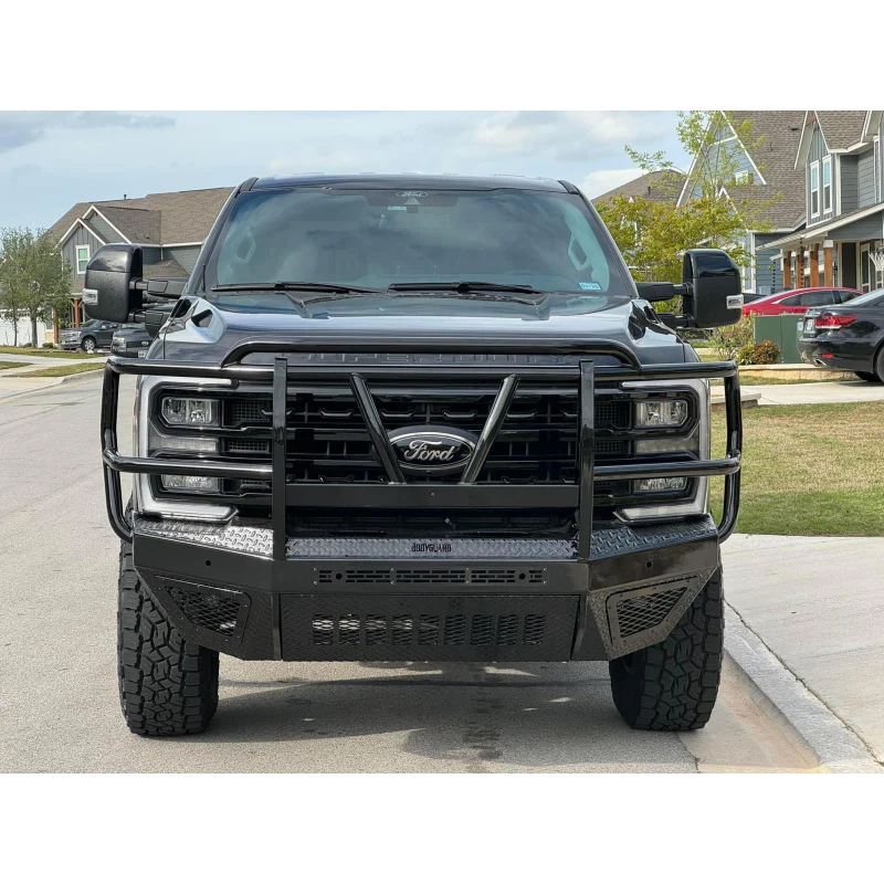 Bodyguard T2 Front Extreme - Sensor Cutouts Factory Fog Cutouts Winch Mount Skid Plate W/ Mesh Grille No Camera Harness Bare Metal Model EEF23BYWBMN - Image 2