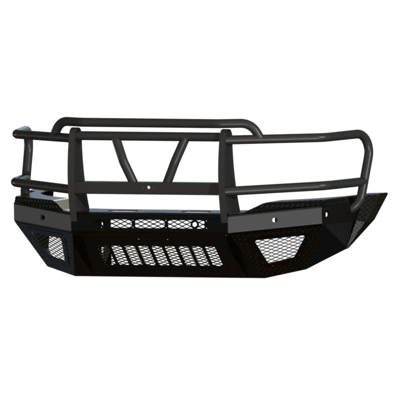 Bodyguard T2 Front Extreme - Sensor Cutouts Factory Fog Cutouts Winch Mount Skid W/ Mesh Grille With Camera Harness Bare Metal *Fits 4500/5500 Fender Trim* Model EER19DYWBMH