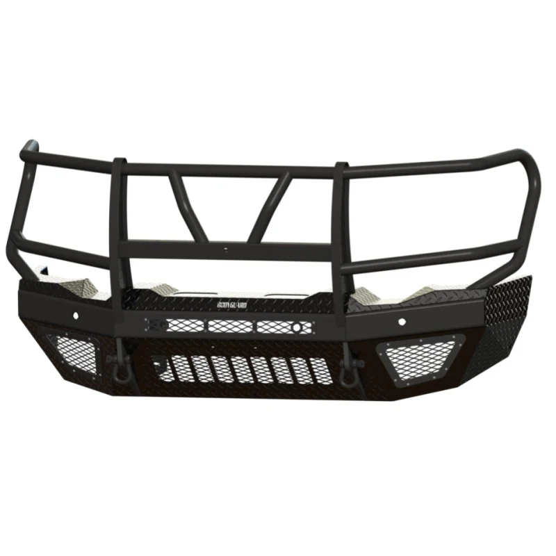 Bodyguard T2 Front Extreme - Sensor Cutouts Factory Fog Cutouts Winch Mount Skid Plate W/ Mesh Grille With Camera Harness Texture Black Powder Coat Model EEG20BYWTMH