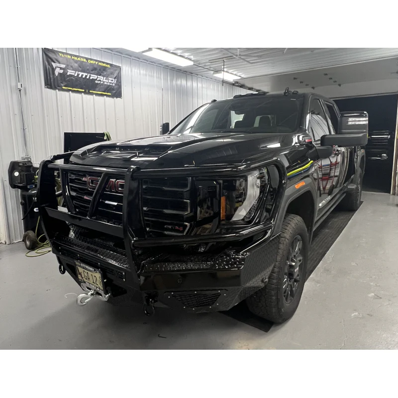 Bodyguard T2 Front Extreme - Sensor Cutouts Factory Fog Cutouts Winch Mount Skid Plate W/O Mesh Grille No Camera Harness Gloss Black Powder Coat Model EEG24BYWGNN - Image 2