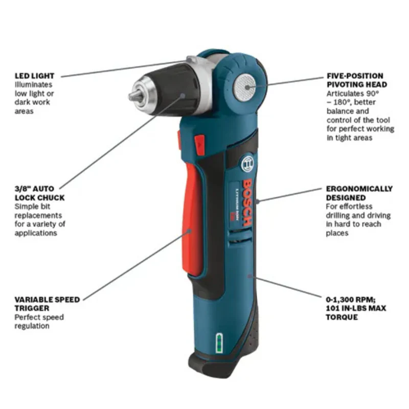 Bosch 12V Max 3/8 In. Angle Drill Kit Model PS11-102 - Image 4