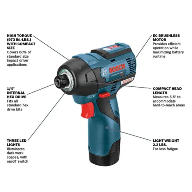 Bosch 12V Max Brushless Impact Driver (Bare Tool) Model PS42N - Image 3