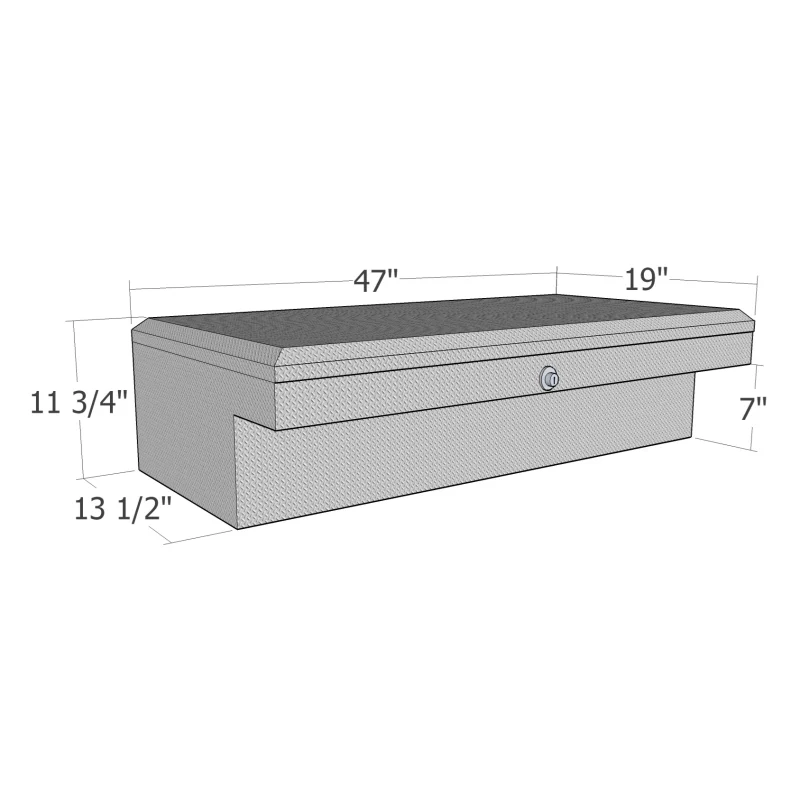 Brute 47" Low Profile Side Mount Tool Box Bright Aluminum Side Rail Box Bright Aluminum Model RB180-1 - Image 3