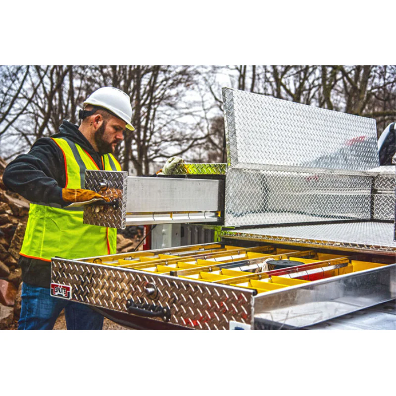 Brute 56" Side Mount Tool Box Bright Aluminum W/ Rear Bedsafe Roller Drawer Drivers Side Model RB7656D - Image 2