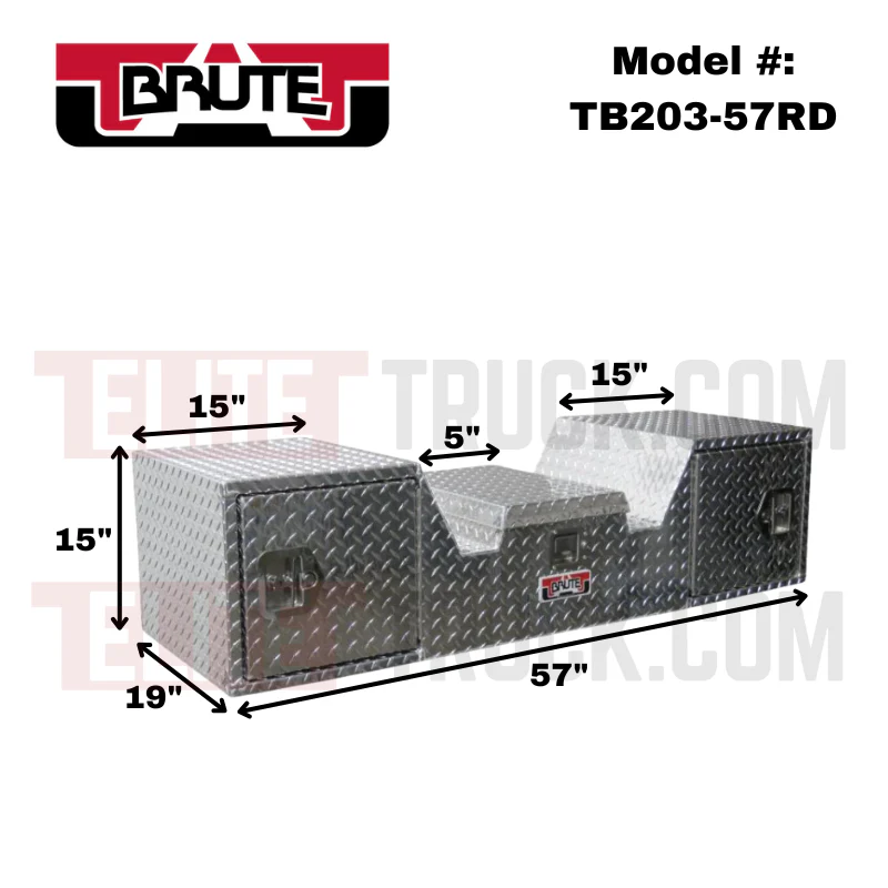 Brute 57" V-Shape 5Th Wheel Rv Box, 1 Lid, 2 Rear Facing Doors Model TB203-57RD - Image 2