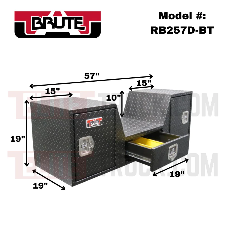 Brute 57" "V" Shape Goose Neck / Fifth Wheel Tailgate Box - Black Texture Coat Model RB257D-BT - Image 2