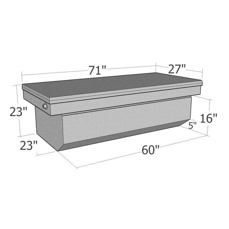 Brute Crossover Tool Box Single Lid Bright Aluminum Full Size Extra Deep / Extra Wide W/ Slant Model RB120FL - Image 2