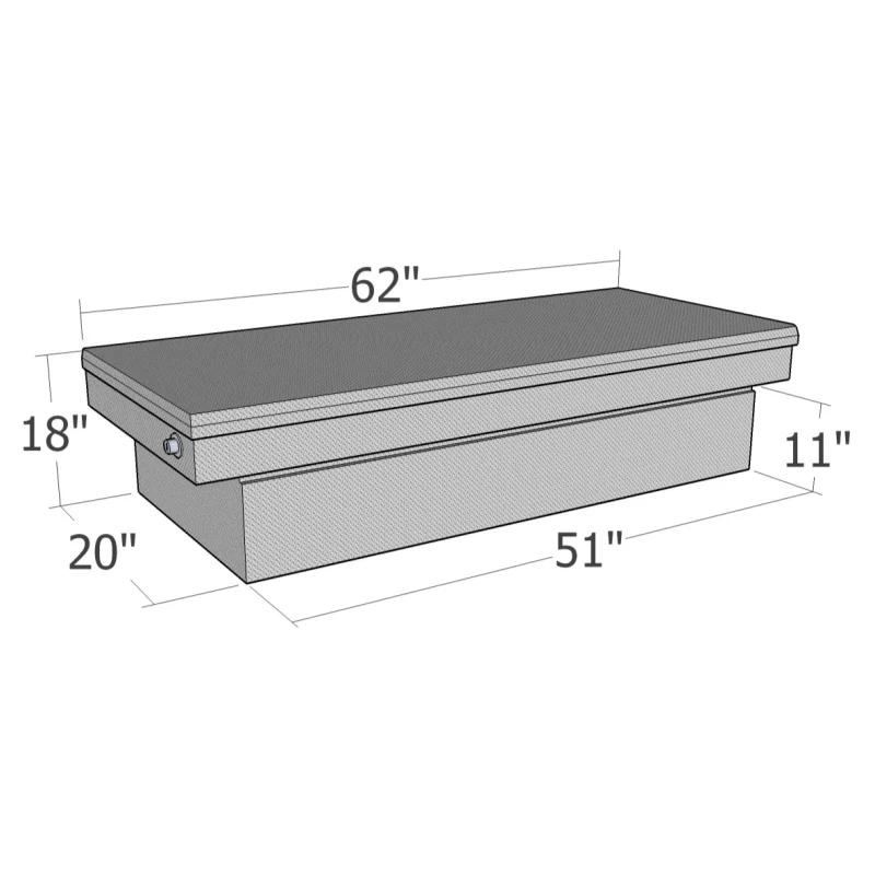 Brute Crossover Tool Box Single Lid Bright Aluminum Mid Size / Down Size Long Bed Only Model RB137FL - Image 2