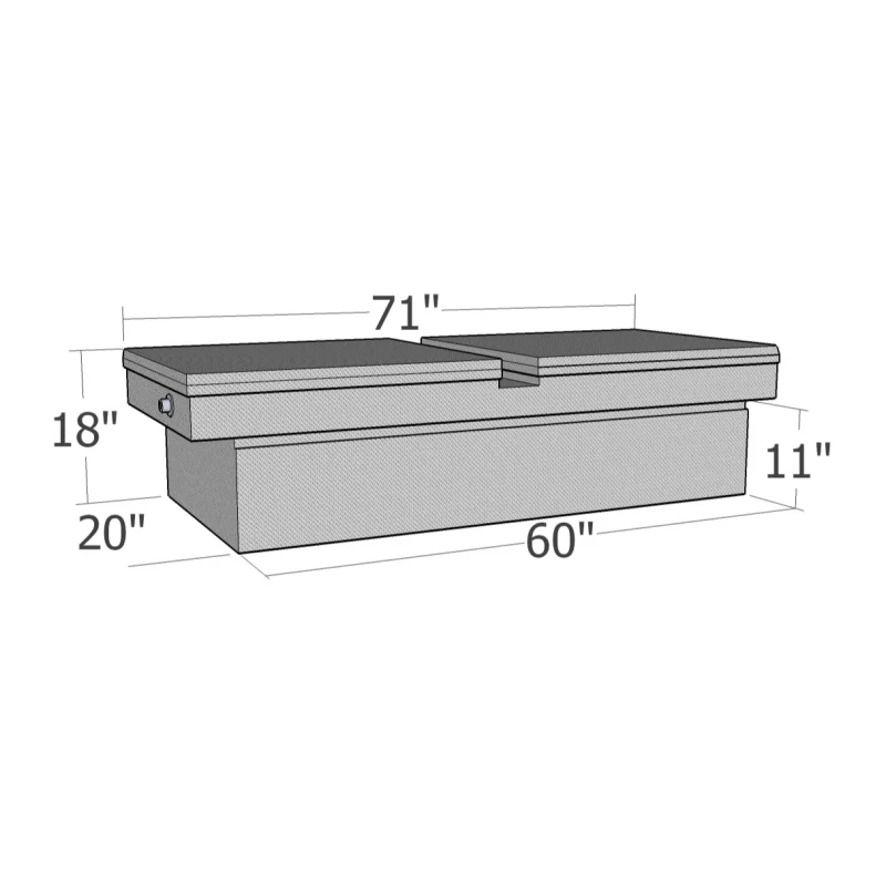 Brute Crossover Tool Box Gull Wing Lid Bright Aluminum Full Size Standard Model RB124GW - Image 3