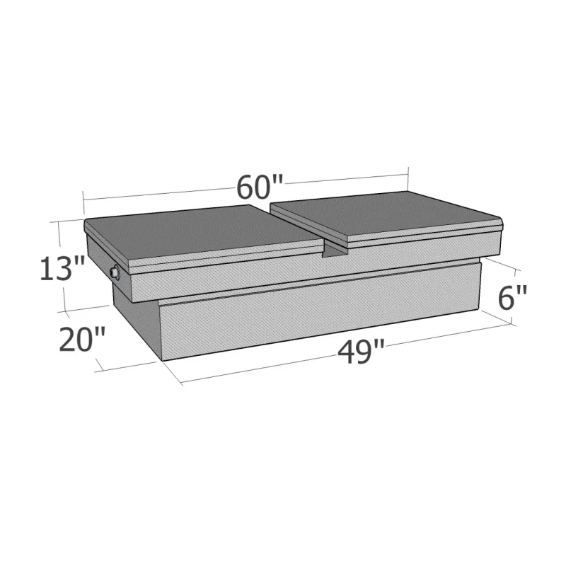 Brute Crossover Tool Box Gull Wing Lid Bright Aluminum Full Size Step Side & Down Size Shallow Depth Model RB153GW - Image 3