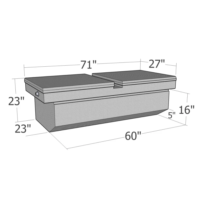 Brute Crossover Tool Box Gull Wing Lid Bright Aluminum Full Size Extra Deep / Extra Wide W/ Slant Model RB158GW - Image 2